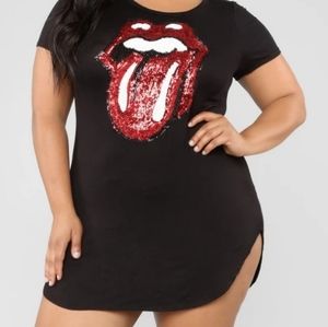 Fashion Nova Shirt Dress Rolling Stones